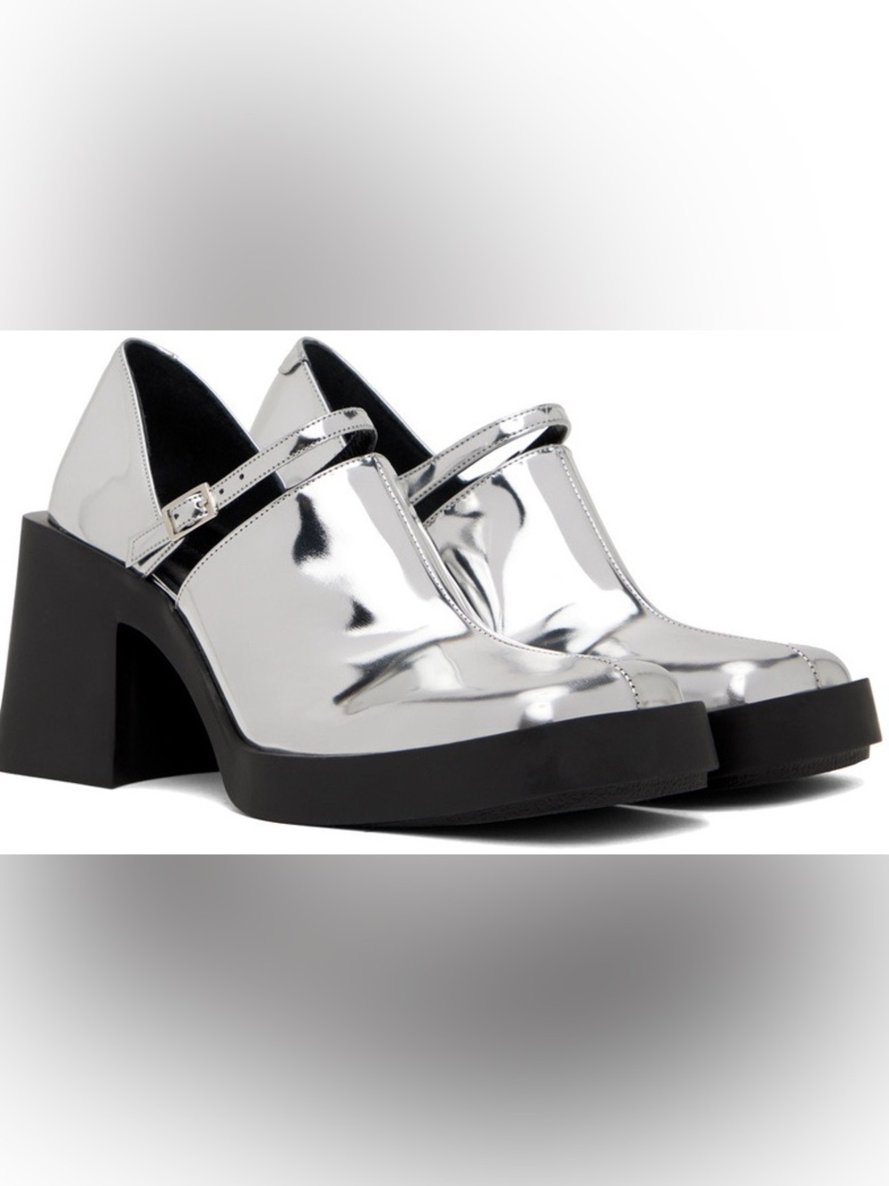 Justine Clenquet Silver Kim Mary Jane Heels